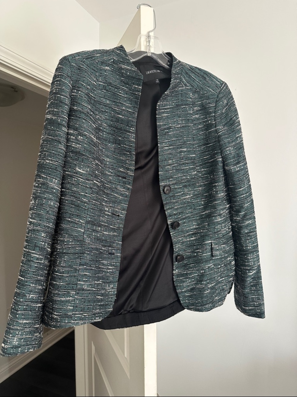 Lafayette 148 New York Teal and White Tweed Jacket